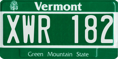 VT license plate XWR182