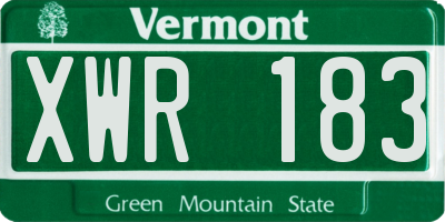 VT license plate XWR183