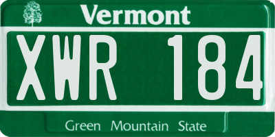VT license plate XWR184