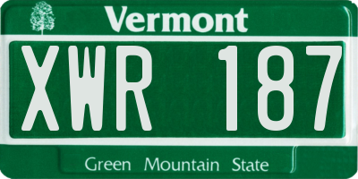 VT license plate XWR187