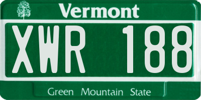 VT license plate XWR188