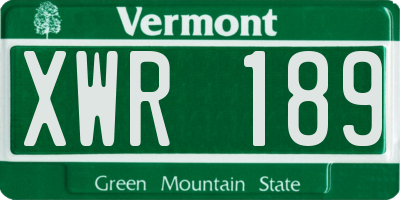 VT license plate XWR189