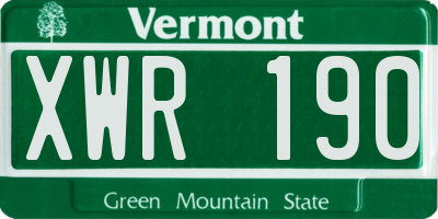 VT license plate XWR190