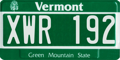 VT license plate XWR192