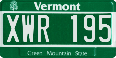 VT license plate XWR195