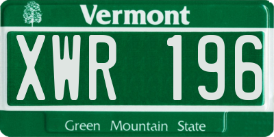 VT license plate XWR196