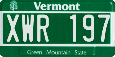 VT license plate XWR197