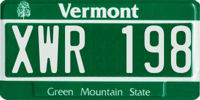 VT license plate XWR198