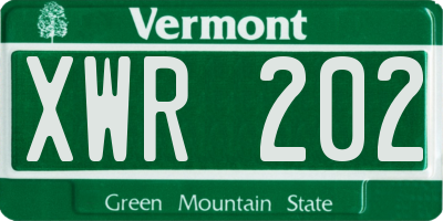 VT license plate XWR202