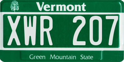 VT license plate XWR207