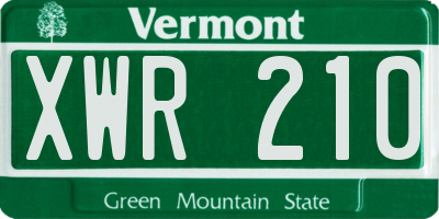 VT license plate XWR210