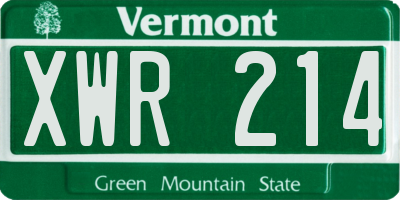 VT license plate XWR214