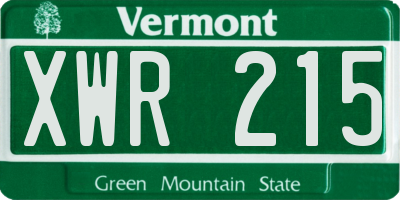 VT license plate XWR215