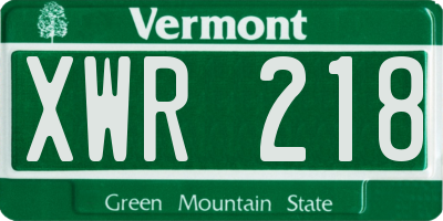 VT license plate XWR218