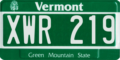 VT license plate XWR219