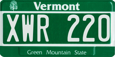 VT license plate XWR220