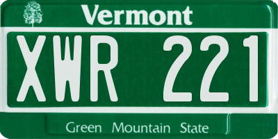 VT license plate XWR221