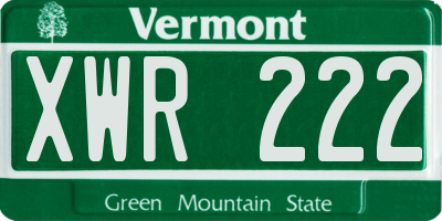 VT license plate XWR222