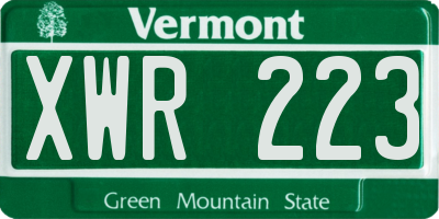 VT license plate XWR223