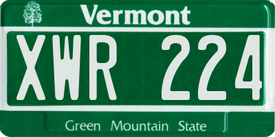 VT license plate XWR224