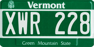 VT license plate XWR228