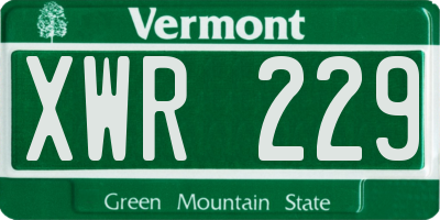 VT license plate XWR229