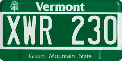 VT license plate XWR230