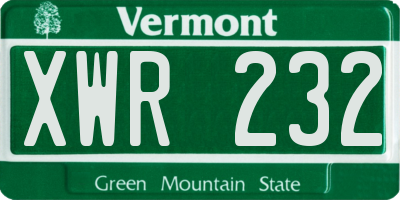 VT license plate XWR232