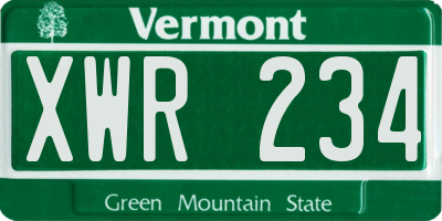 VT license plate XWR234