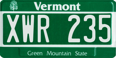 VT license plate XWR235