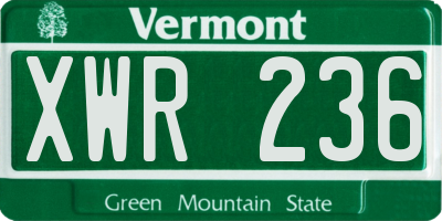 VT license plate XWR236