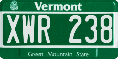VT license plate XWR238