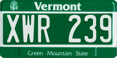 VT license plate XWR239