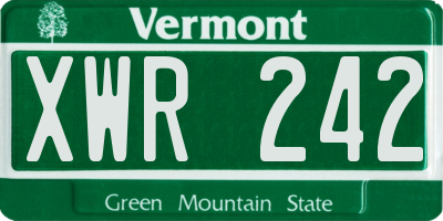 VT license plate XWR242