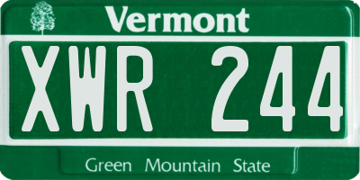VT license plate XWR244