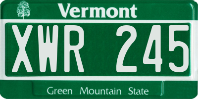 VT license plate XWR245
