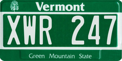 VT license plate XWR247