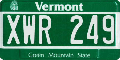 VT license plate XWR249