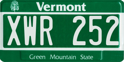VT license plate XWR252