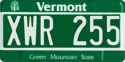 VT license plate XWR255