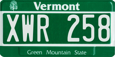 VT license plate XWR258