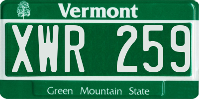 VT license plate XWR259