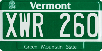 VT license plate XWR260