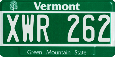 VT license plate XWR262