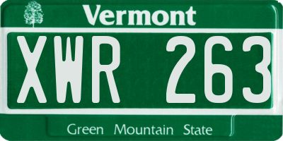 VT license plate XWR263