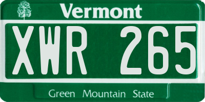 VT license plate XWR265