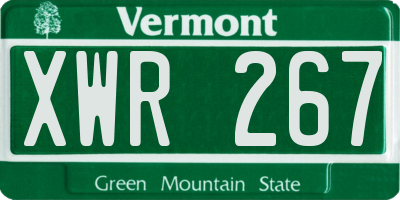 VT license plate XWR267