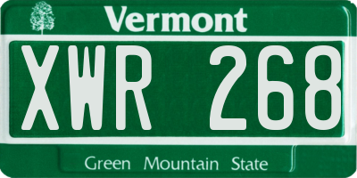 VT license plate XWR268