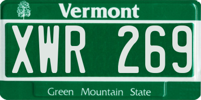 VT license plate XWR269
