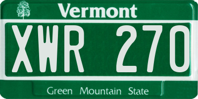 VT license plate XWR270
